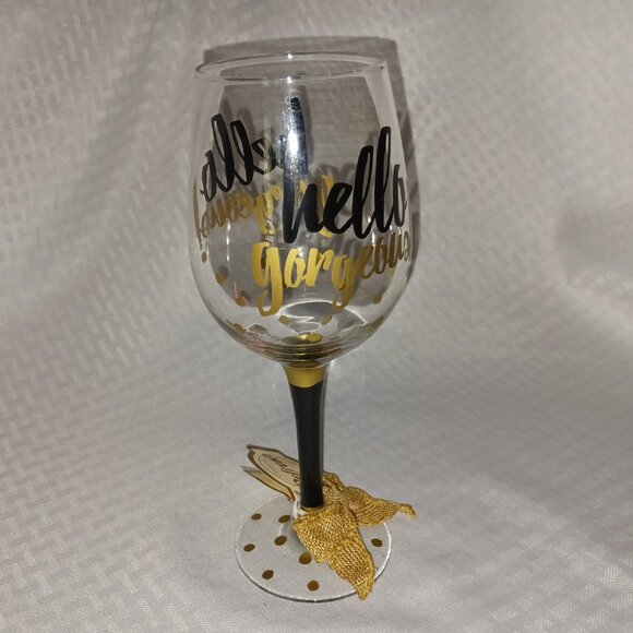 Hello Gorgeous!  16 oz Cypress Refresh Large Hand Painted Bordeaux Wine Glass - Picture 1 of 4